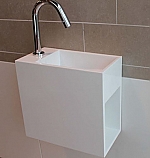 Luca Sanitair fontein 35cm solid surface kraangat links mat wit LUVA1335MR