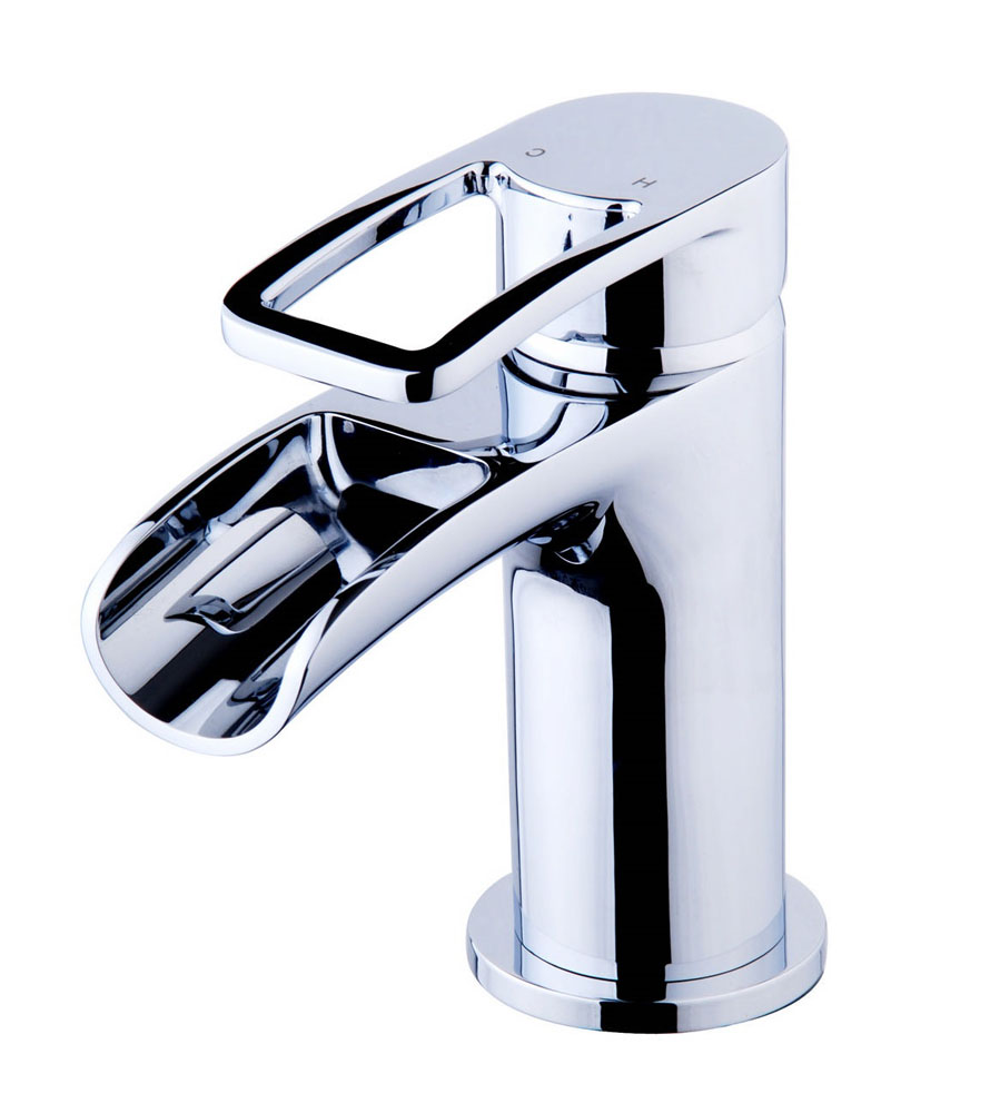 Italy Sanitair Alegra waterval wastafelmengkraan met clickwaste chroom Italy Sanitair Alegra waterval wastafelmengkraan met clickwaste chroom