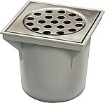 van den Berg ABS vloerput m. uitneembare emmer 20x20cm m. RVS rooster m. onderuitlaat ø75mm 5304 