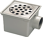 van den Berg ABS vloerput m. emmer 20x20cm m. RVS rooster m. zijuitlaat ø75mm 403