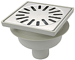 Aquaberg ABS vloerput RVS rooster onderuitl. Ø50mm 150x150mm PPC reukafsluiter, reukslot 50mm 4215 