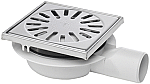 Aquaberg ABS vloerput RVS opzetstuk RVS rooster laag model zijuitl. Ø50mm 150x150mm PPC reukafsluiter, reukslot 32mm 4416 