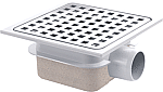 van den Berg ABS vloerput zonder emmer m. zijuitlaat ø40mm 15x15cm m. RVS rooster, waterslot 35mm 617 