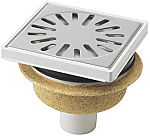 Aquaberg ABS vloerput-opzetstuk bezand RVS rooster onderuitl. Ø50mm verstelbaar 150x150mm kunststof reukafsluiter, reukslot 50mm 4015A 