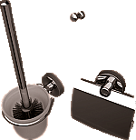 Geesa Luna toiletset compleet m. closetrolhouder m. klep, borstelgarnituur + ophanghaak m. zwarte borstel chroom 915500115 