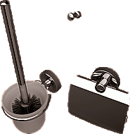 Geesa Luna toiletset compleet m. closetrolhouder m. klep, borstelgarnituur + ophanghaak m. zwarte borstel chroom 915500115 