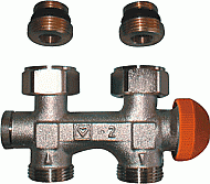 Herz 2-pijps h-onderblok 3000 hoh 50mm re G3/4 + afsluiter 1369291