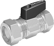 VSH Ballofix kogelkraan 15x15mm 2x knel recht chroom met knop rood 6005010