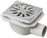 Aquaberg ABS vloerput ABS opzetstuk RVS rooster zijaansl. Ø40mm 100x100mm PPC reukafsluiter, reukslot 40mm 4211 