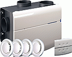 Orcon MVS-15RHBP ventilatiebox renovatiepakket met stekker en 4 ventielen en afstandsbediening 15 RF 21130044