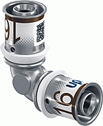 Uponor Bocht 90° graden S-press plus 16mm x 16mm (pers x pers) messing 10 bar 1070527